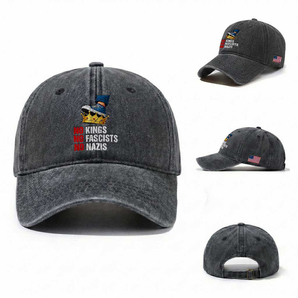No Kings No Fascists No Nazis Washed Cotton Baseball Cap Anti Authoritarian Protest
