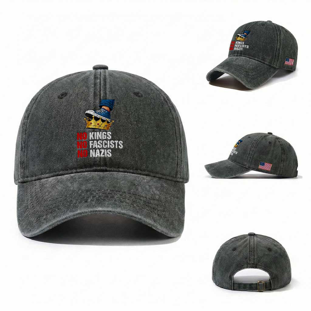 No Kings No Fascists No Nazis Washed Cotton Baseball Cap Anti Authoritarian Protest