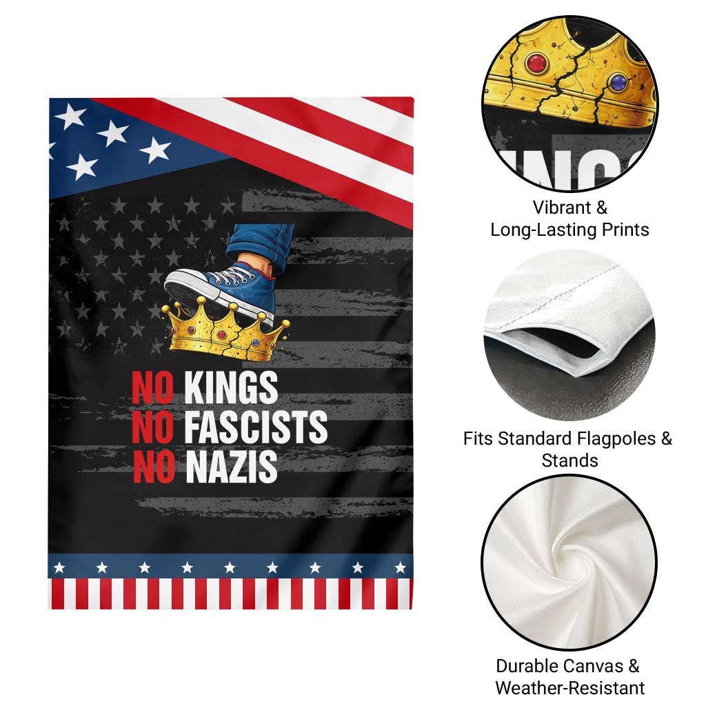 No Kings No Fascists No Nazis Garden Flag Anti Authoritarian Protest