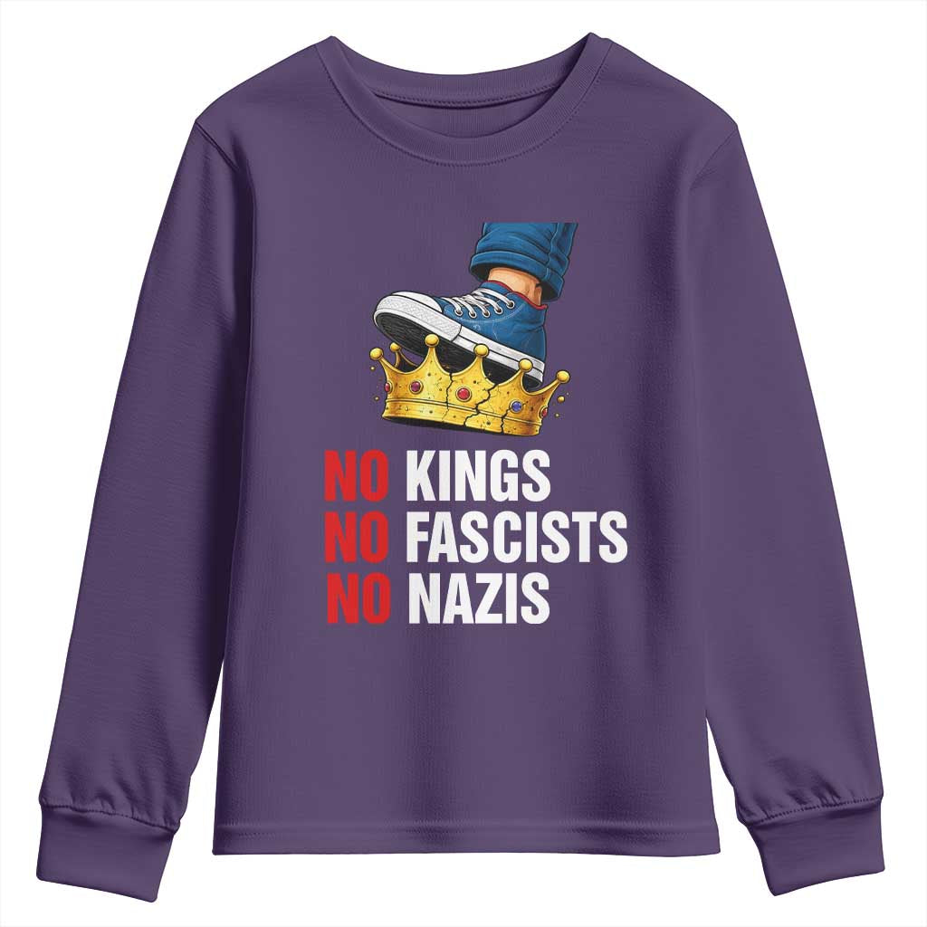 No Kings No Fascists No Nazis Youth Sweatshirt Anti Authoritarian Protest
