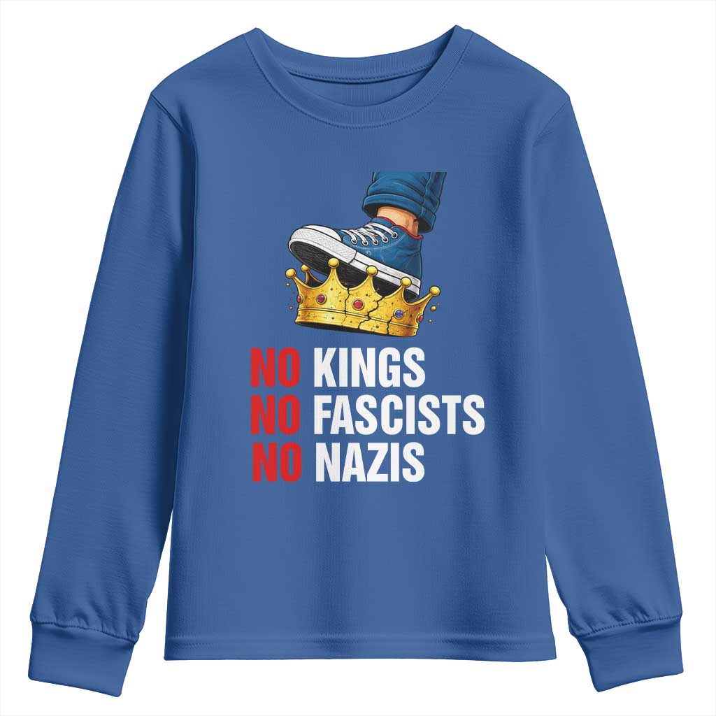 No Kings No Fascists No Nazis Youth Sweatshirt Anti Authoritarian Protest