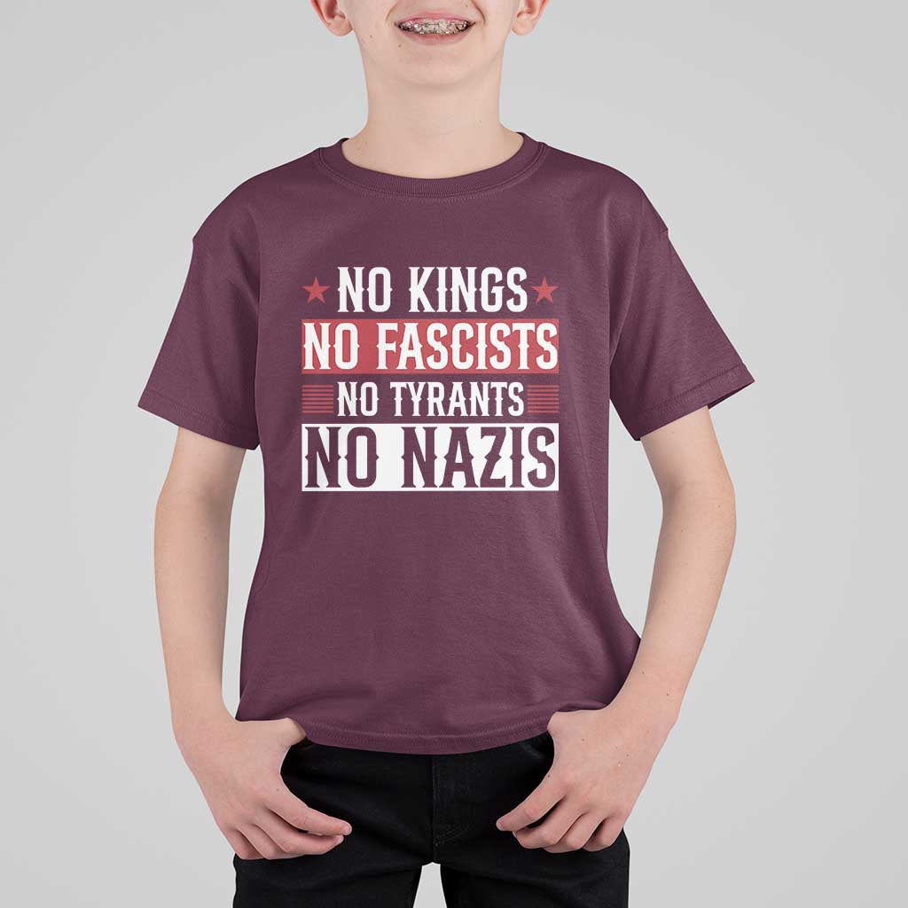 No Kings No Fascists No Nazis T Shirt For Kid Patriotic Political
