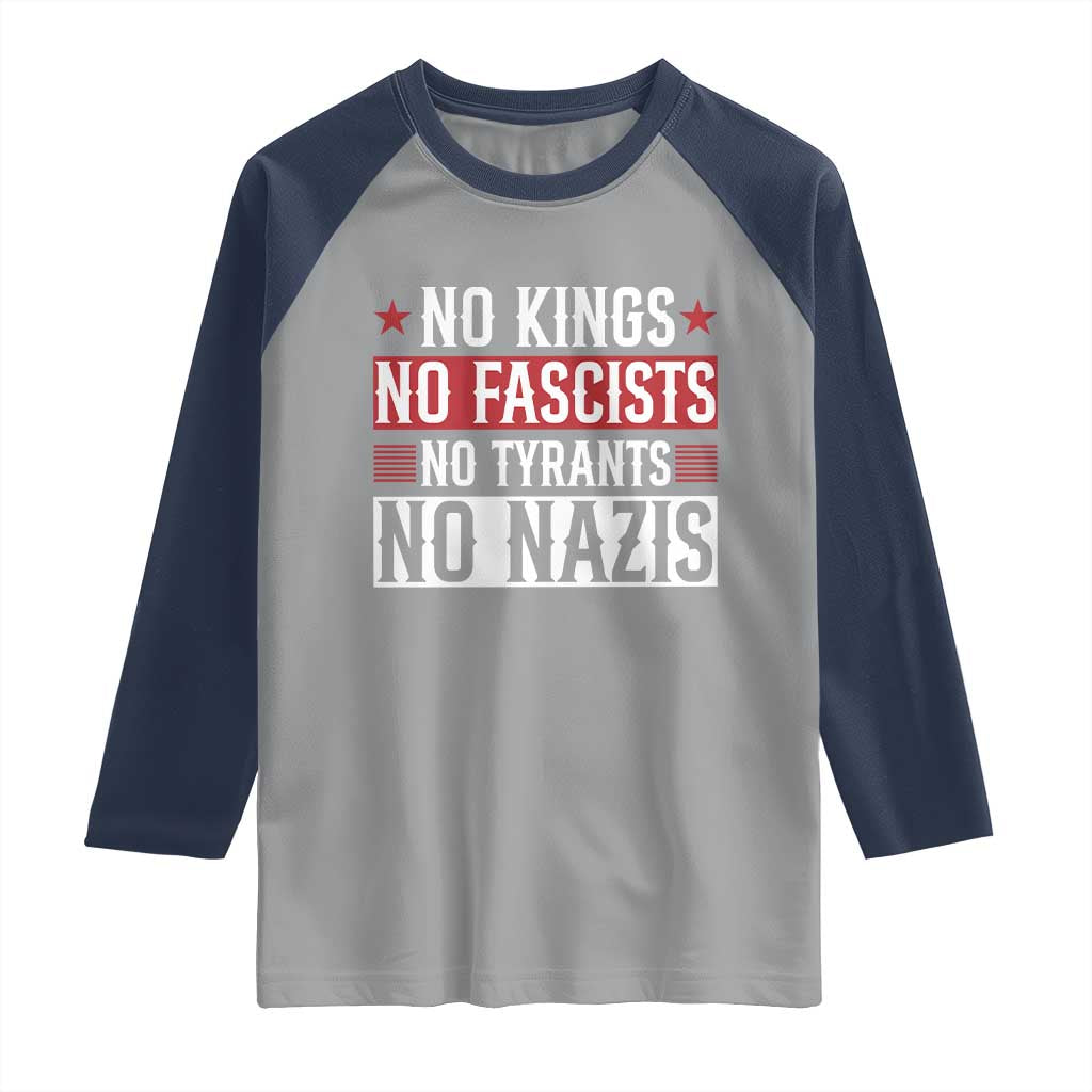 No Kings No Fascists No Nazis Raglan Shirt Patriotic Political