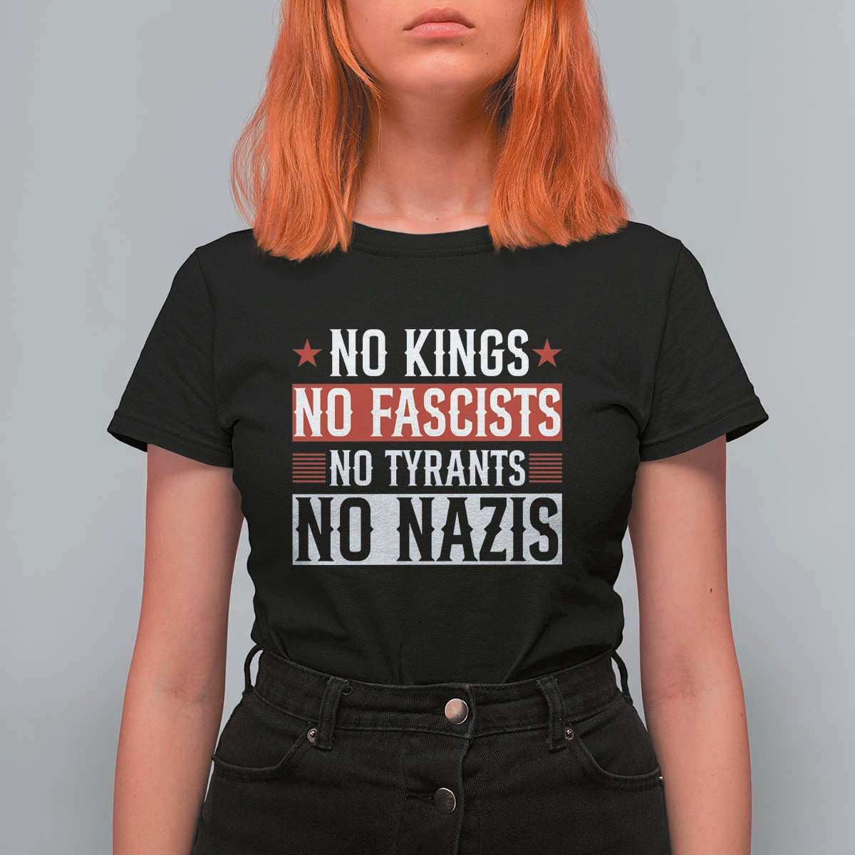No Kings No Fascists No Nazis T Shirt For Women Patriotic Political