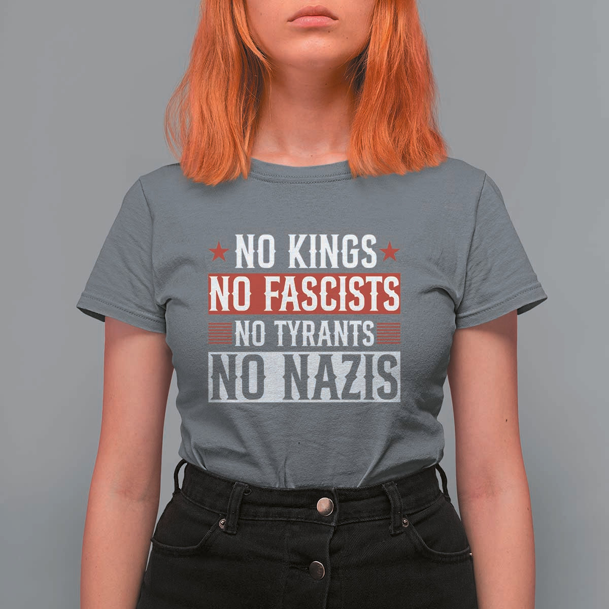 No Kings No Fascists No Nazis T Shirt For Women Patriotic Political