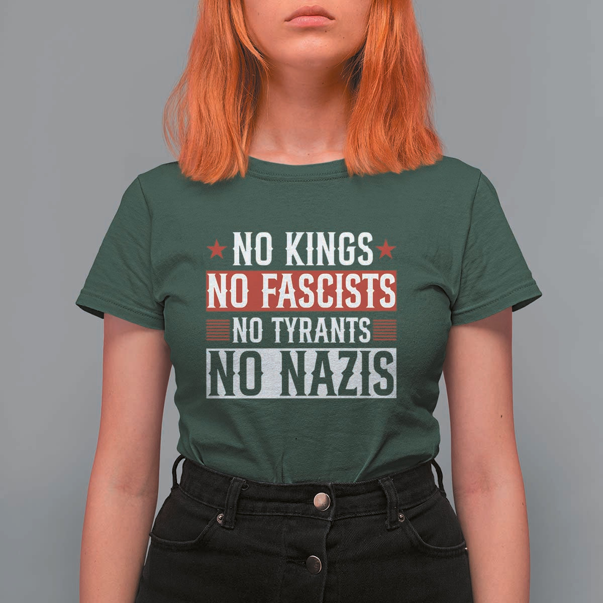 No Kings No Fascists No Nazis T Shirt For Women Patriotic Political