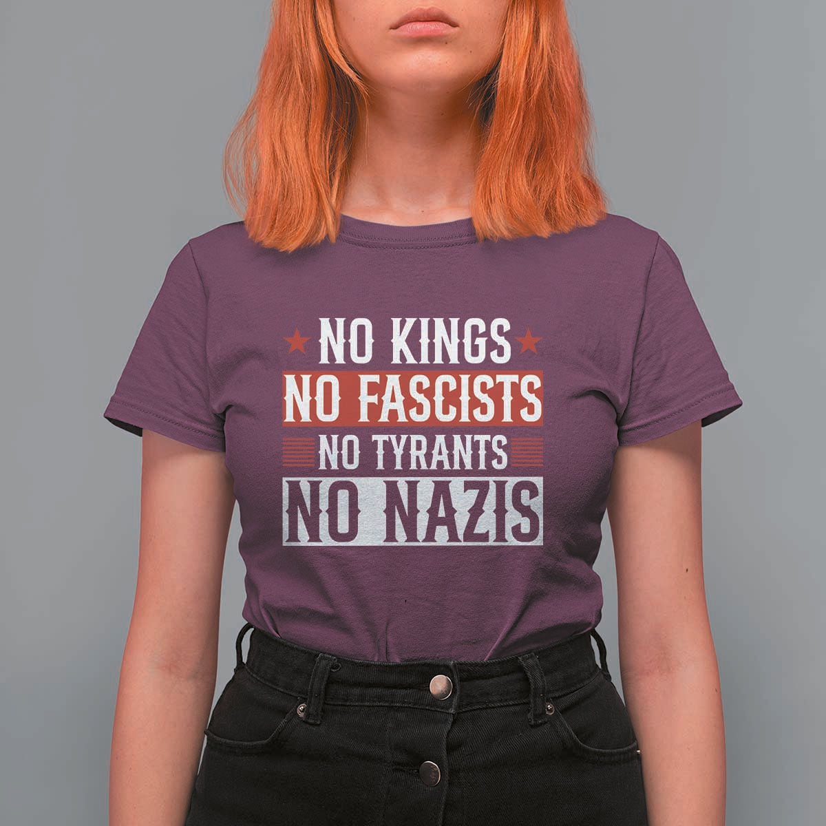 No Kings No Fascists No Nazis T Shirt For Women Patriotic Political