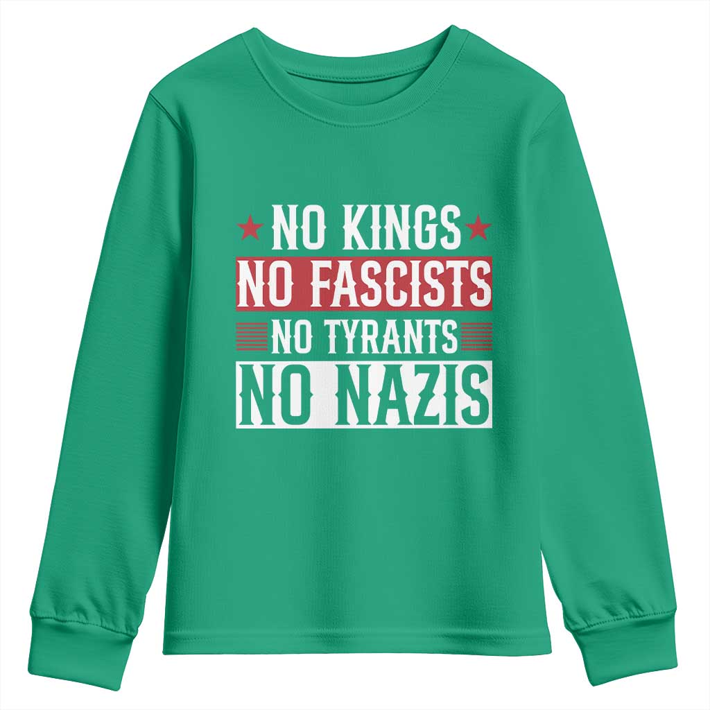 No Kings No Fascists No Nazis Youth Sweatshirt Patriotic Political