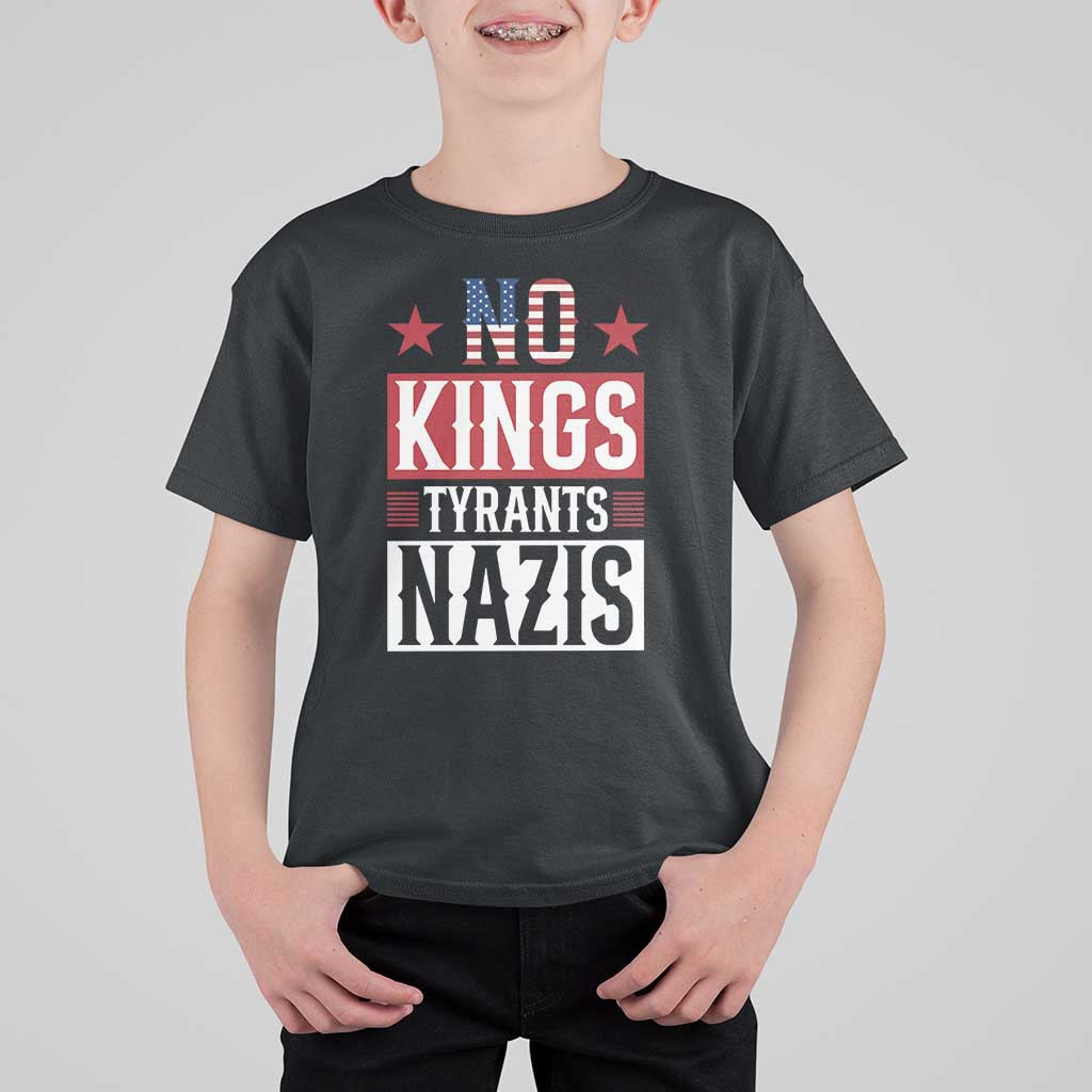 American Democracy T Shirt For Kid No Kings No Tyrants No Nazis