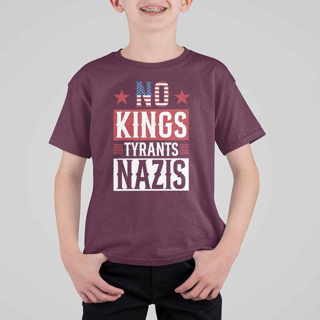 American Democracy T Shirt For Kid No Kings No Tyrants No Nazis