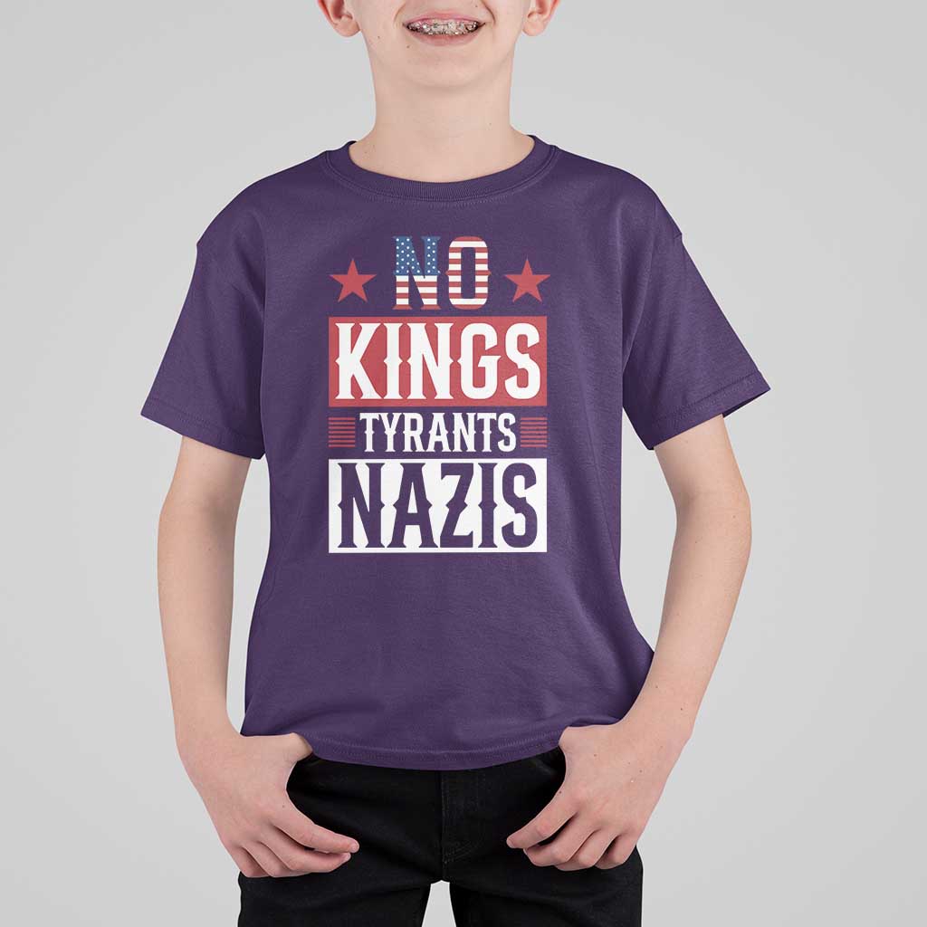 American Democracy T Shirt For Kid No Kings No Tyrants No Nazis