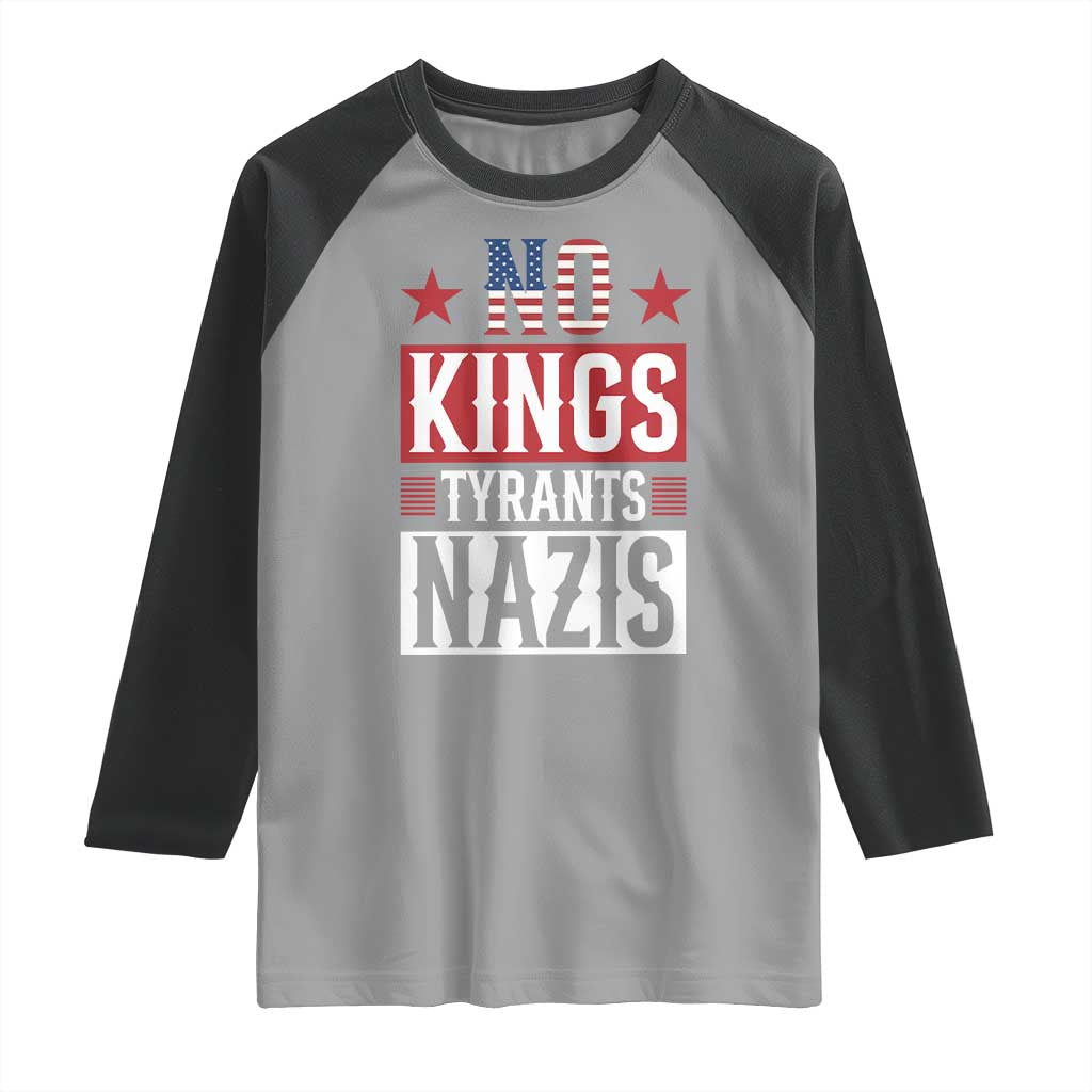 American Democracy Raglan Shirt No Kings No Tyrants No Nazis