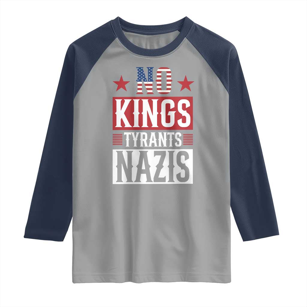 American Democracy Raglan Shirt No Kings No Tyrants No Nazis