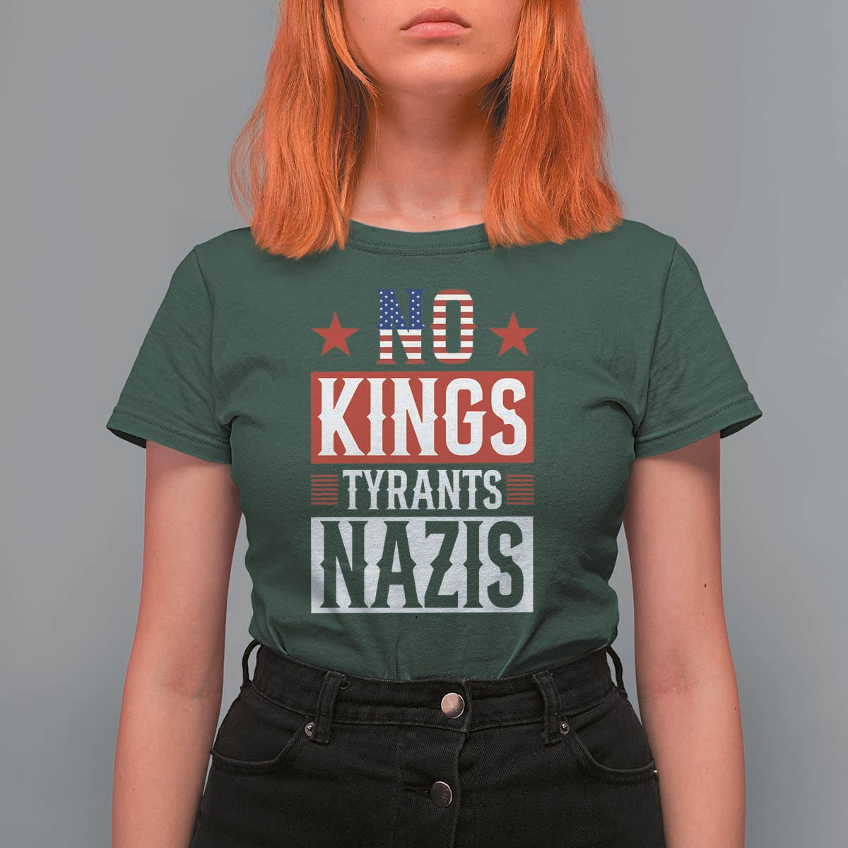 American Democracy T Shirt For Women No Kings No Tyrants No Nazis