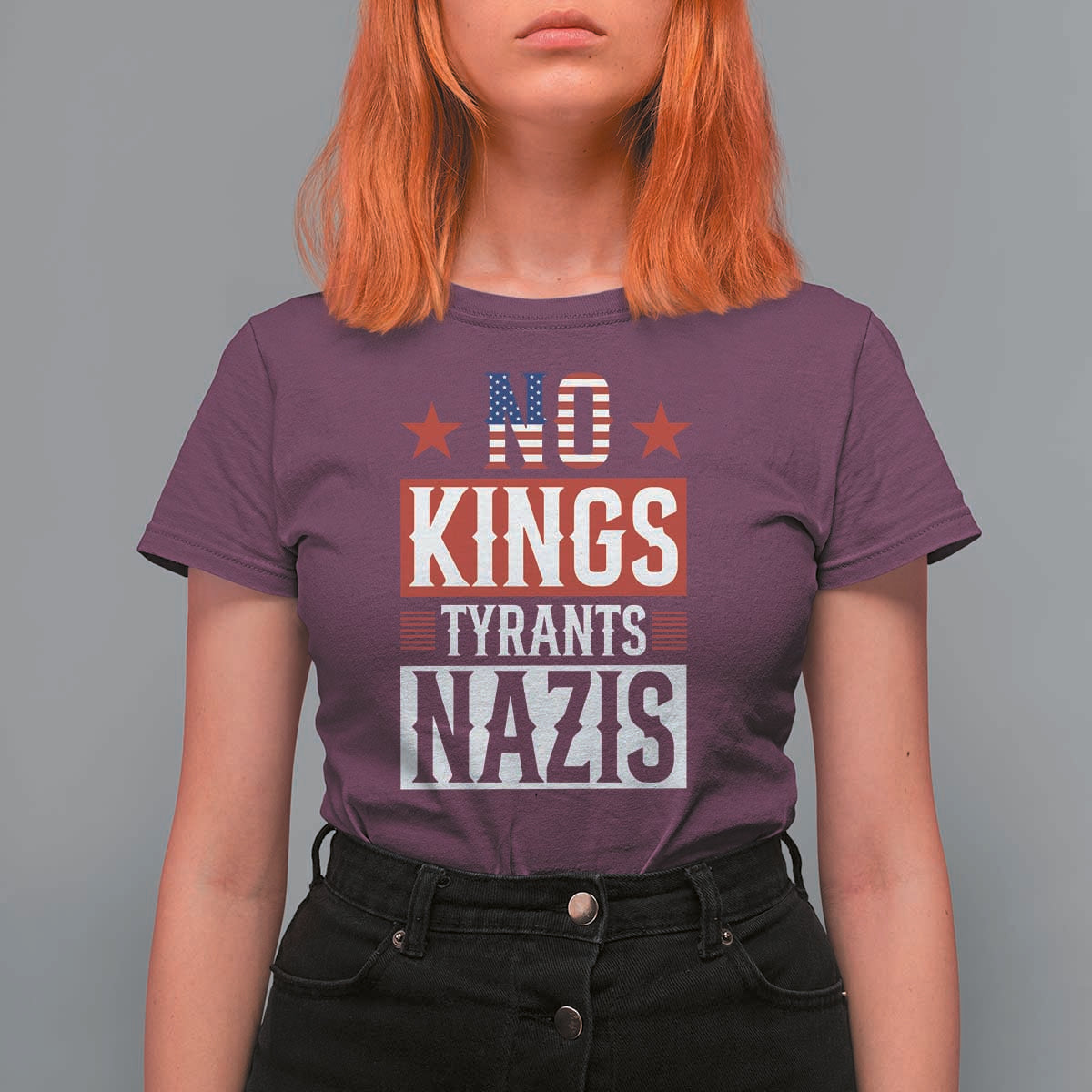 American Democracy T Shirt For Women No Kings No Tyrants No Nazis