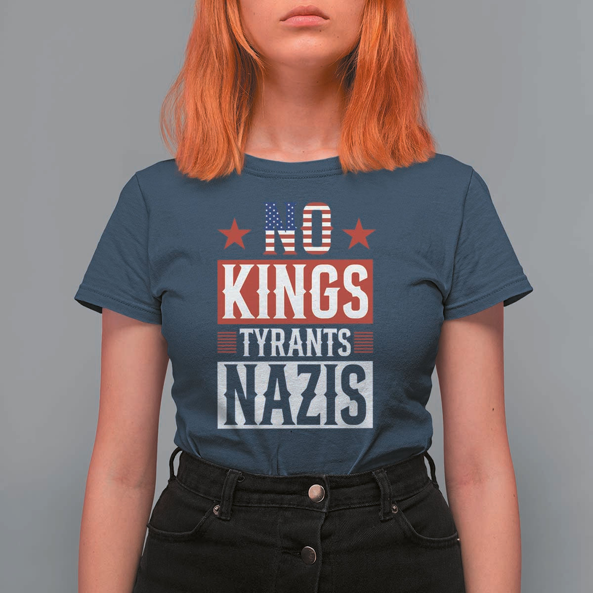 American Democracy T Shirt For Women No Kings No Tyrants No Nazis