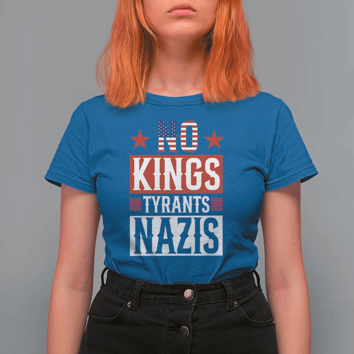 American Democracy T Shirt For Women No Kings No Tyrants No Nazis