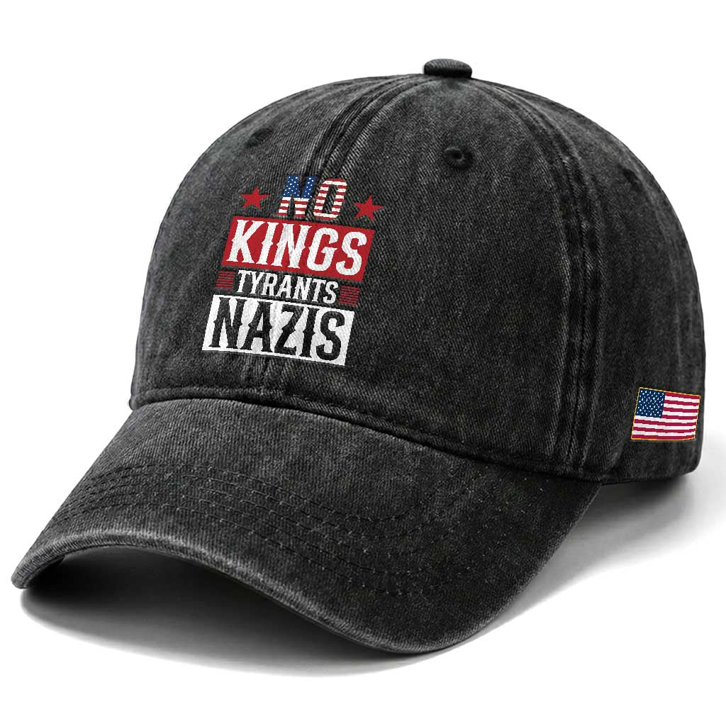 American Democracy Washed Cotton Baseball Cap No Kings No Tyrants No Nazis