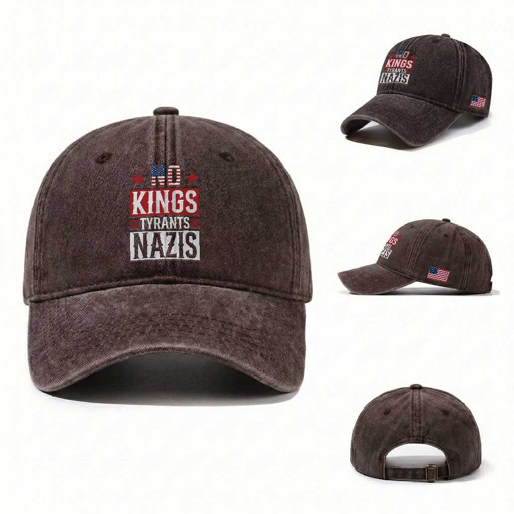 American Democracy Washed Cotton Baseball Cap No Kings No Tyrants No Nazis