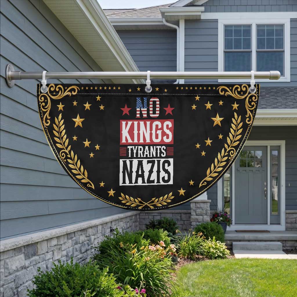 American Democracy Patriotic Fan Flag No Kings No Tyrants No Nazis