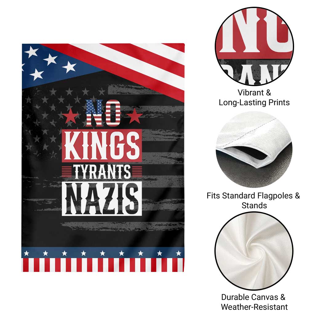 American Democracy Garden Flag No Kings No Tyrants No Nazis