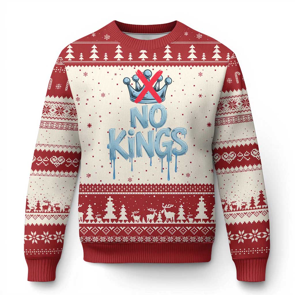 No Kings Abolish ICE Ugly Christmas Sweater Anti Authoritarian Protest