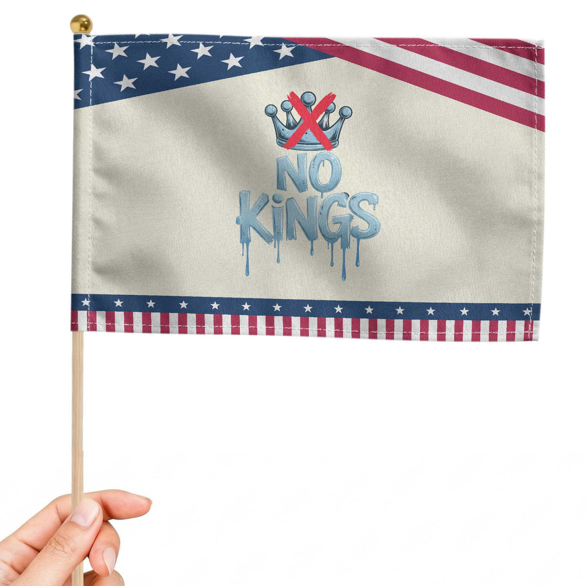 No Kings Abolish ICE Patriotic Handheld Flag Anti Authoritarian Protest
