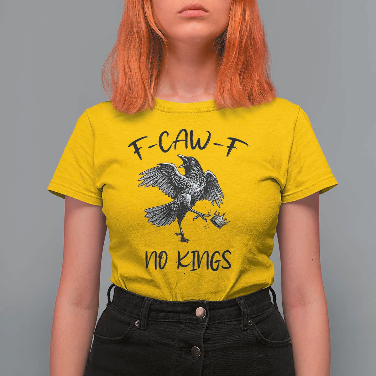 Funny Raven Kicking Crown No Kings T Shirt For Women F Caw F