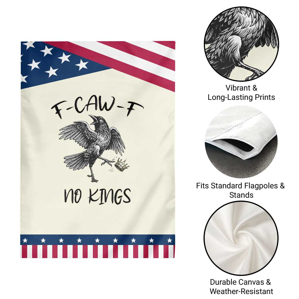 Funny Raven Kicking Crown No Kings Garden Flag F Caw F
