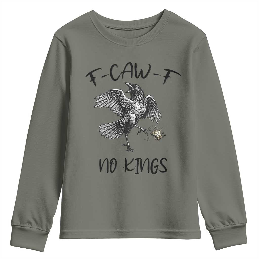 Funny Raven Kicking Crown No Kings Youth Sweatshirt F Caw F