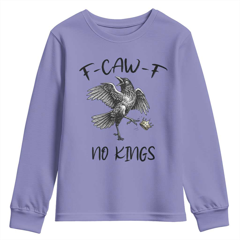 Funny Raven Kicking Crown No Kings Youth Sweatshirt F Caw F