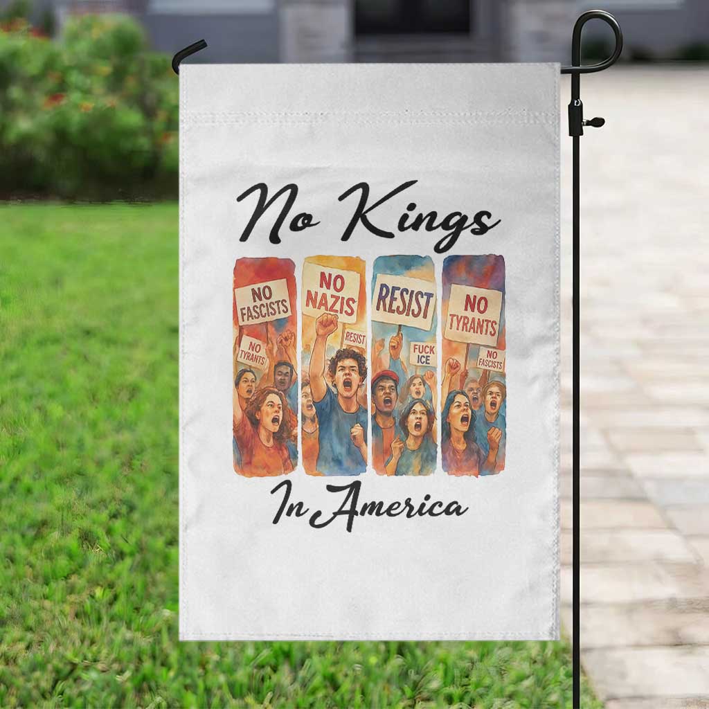 No Kings In America Garden Flag American Anti Authoritarian Protest