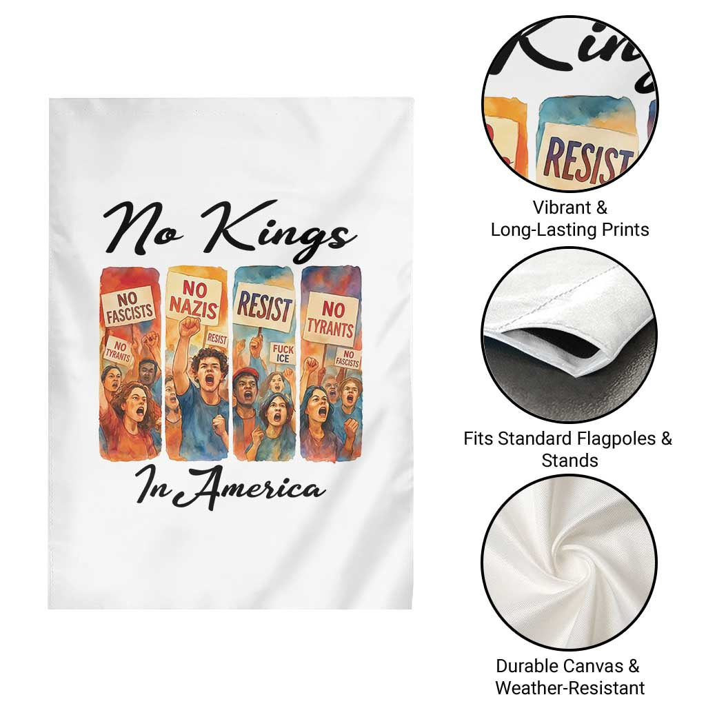 No Kings In America Garden Flag American Anti Authoritarian Protest