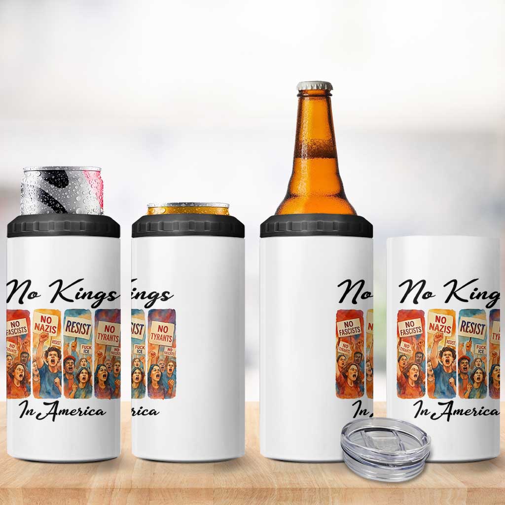 No Kings In America 4 in 1 Can Cooler Tumbler American Anti Authoritarian Protest