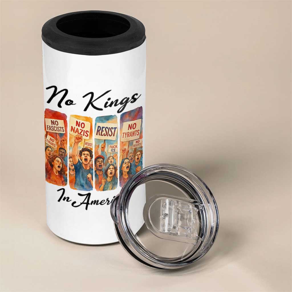 No Kings In America 4 in 1 Can Cooler Tumbler American Anti Authoritarian Protest