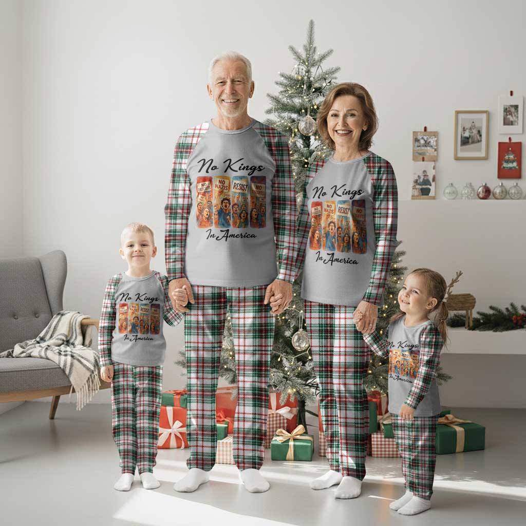 No Kings In America Plaid Pajama Set American Anti Authoritarian Protest