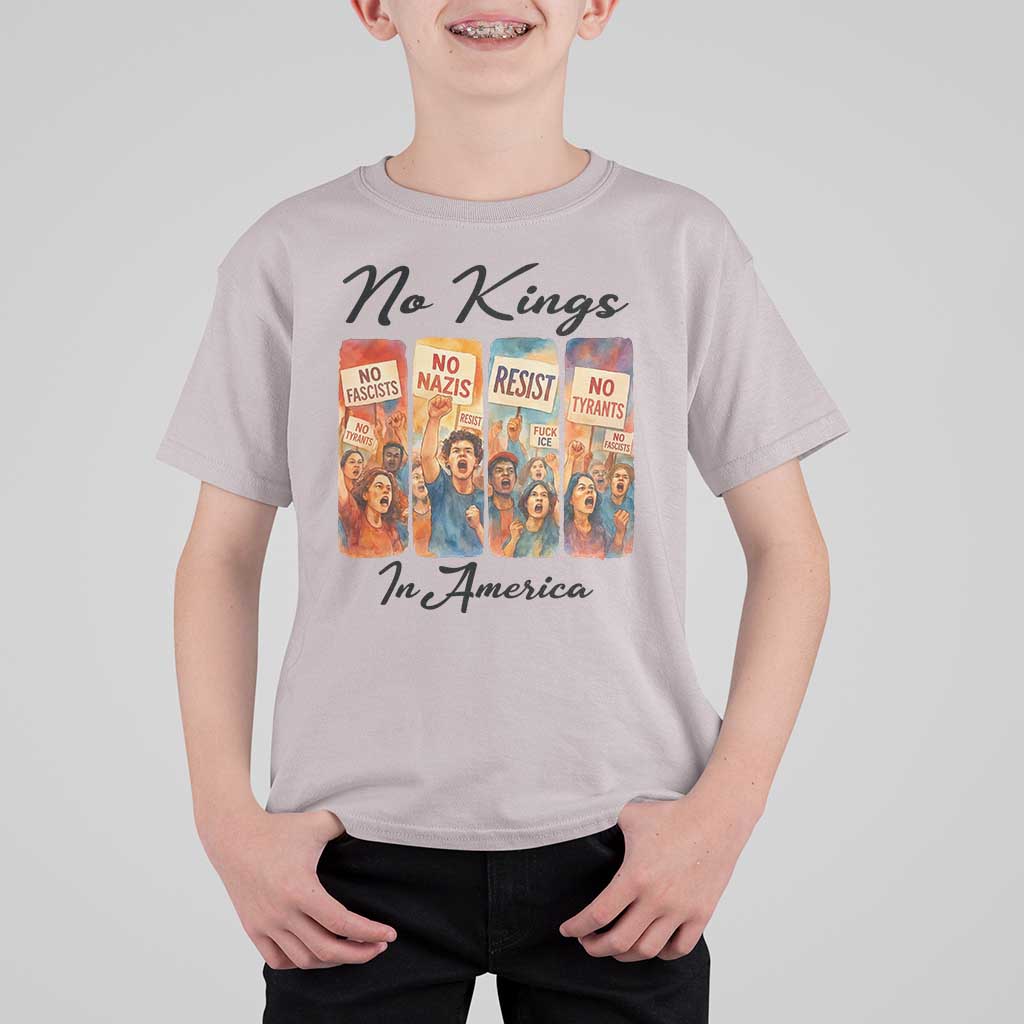 No Kings In America T Shirt For Kid American Anti Authoritarian Protest