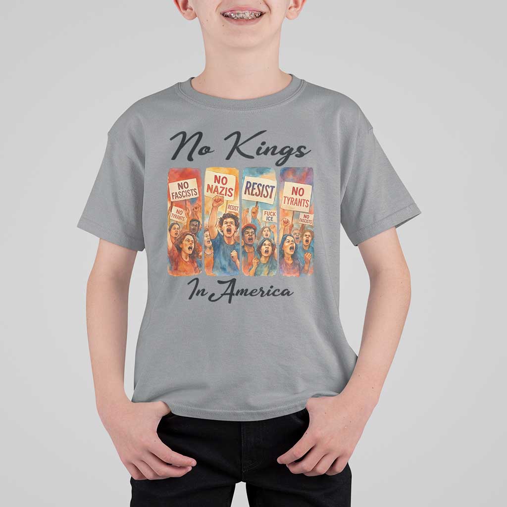 No Kings In America T Shirt For Kid American Anti Authoritarian Protest