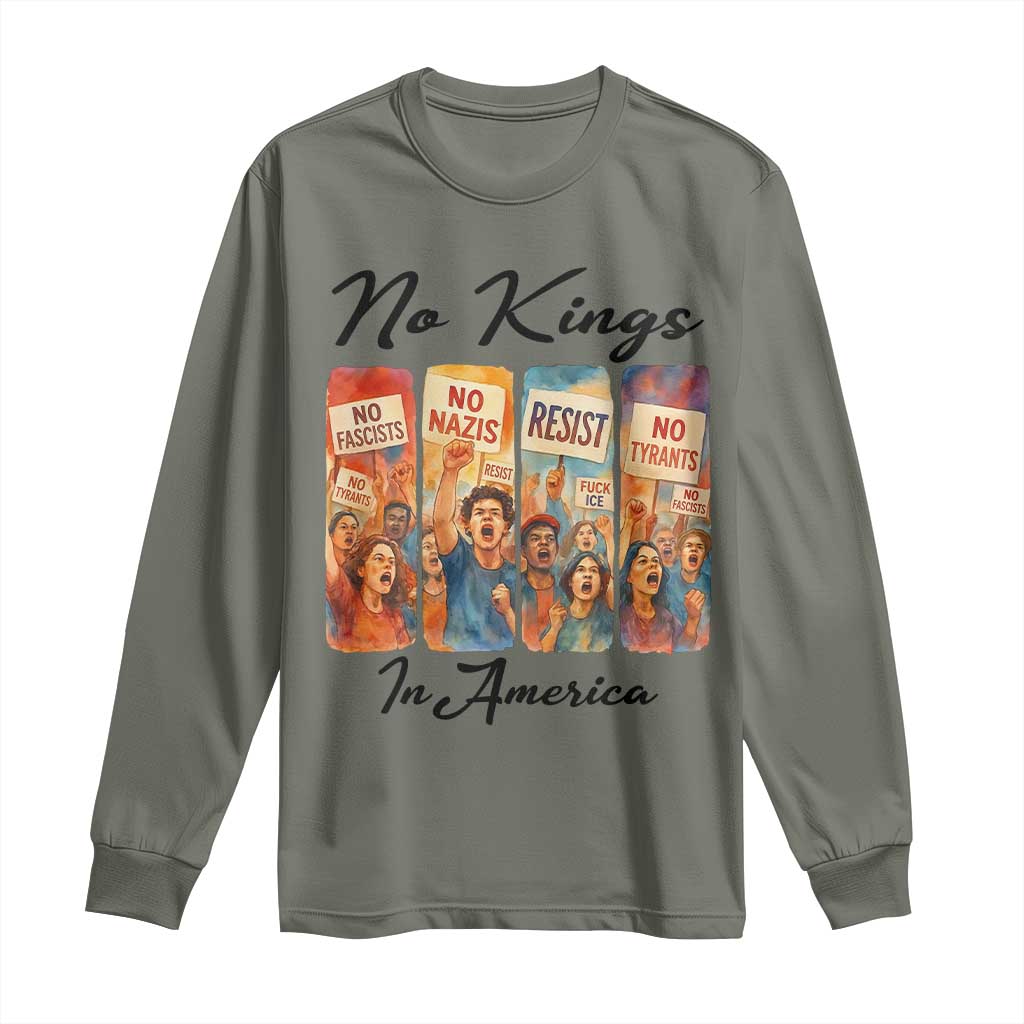 No Kings In America Long Sleeve Shirt American Anti Authoritarian Protest