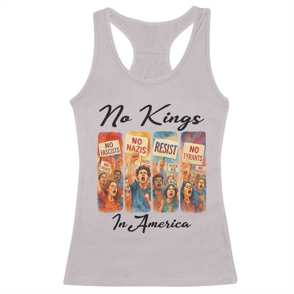 No Kings In America Racerback Tank Top American Anti Authoritarian Protest