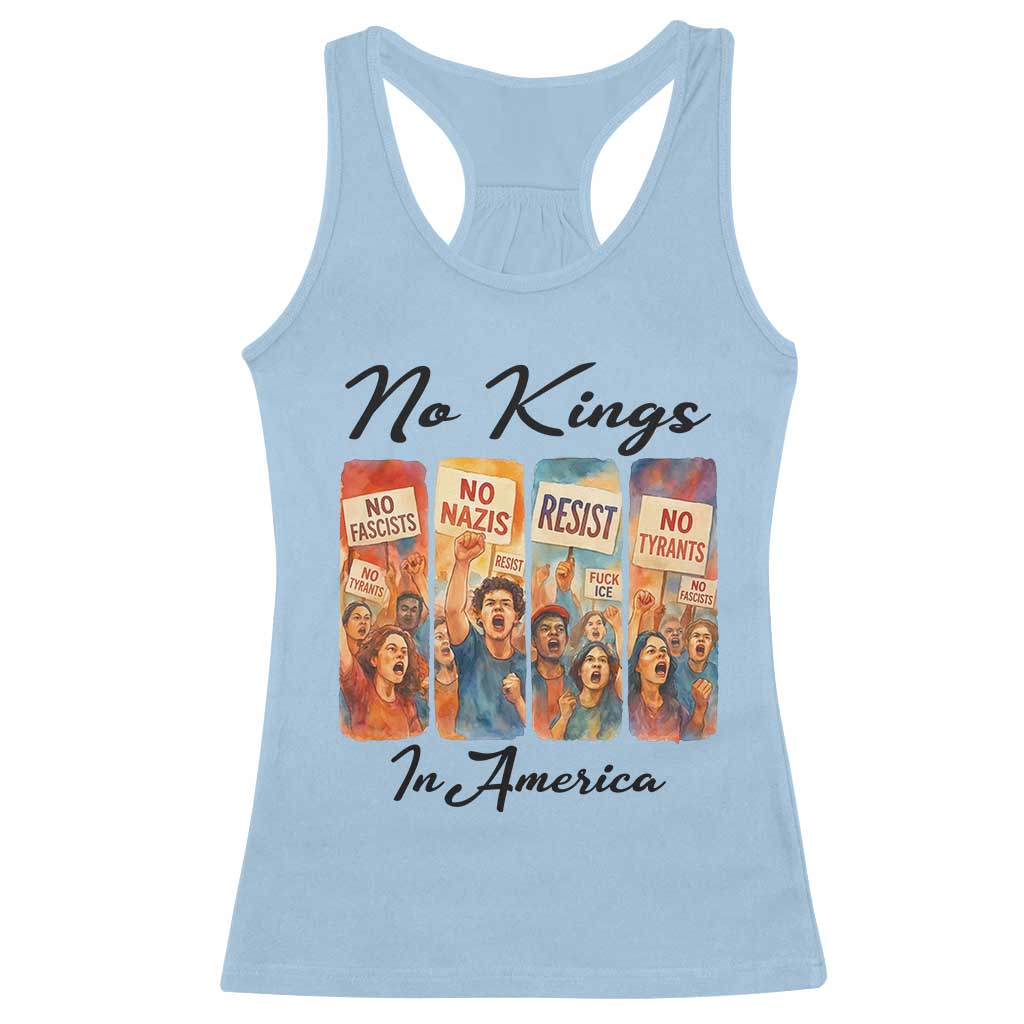 No Kings In America Racerback Tank Top American Anti Authoritarian Protest