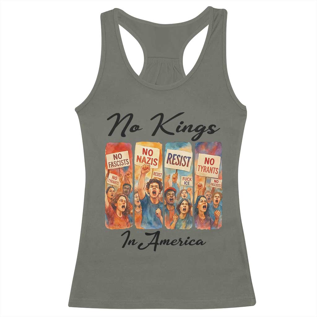 No Kings In America Racerback Tank Top American Anti Authoritarian Protest