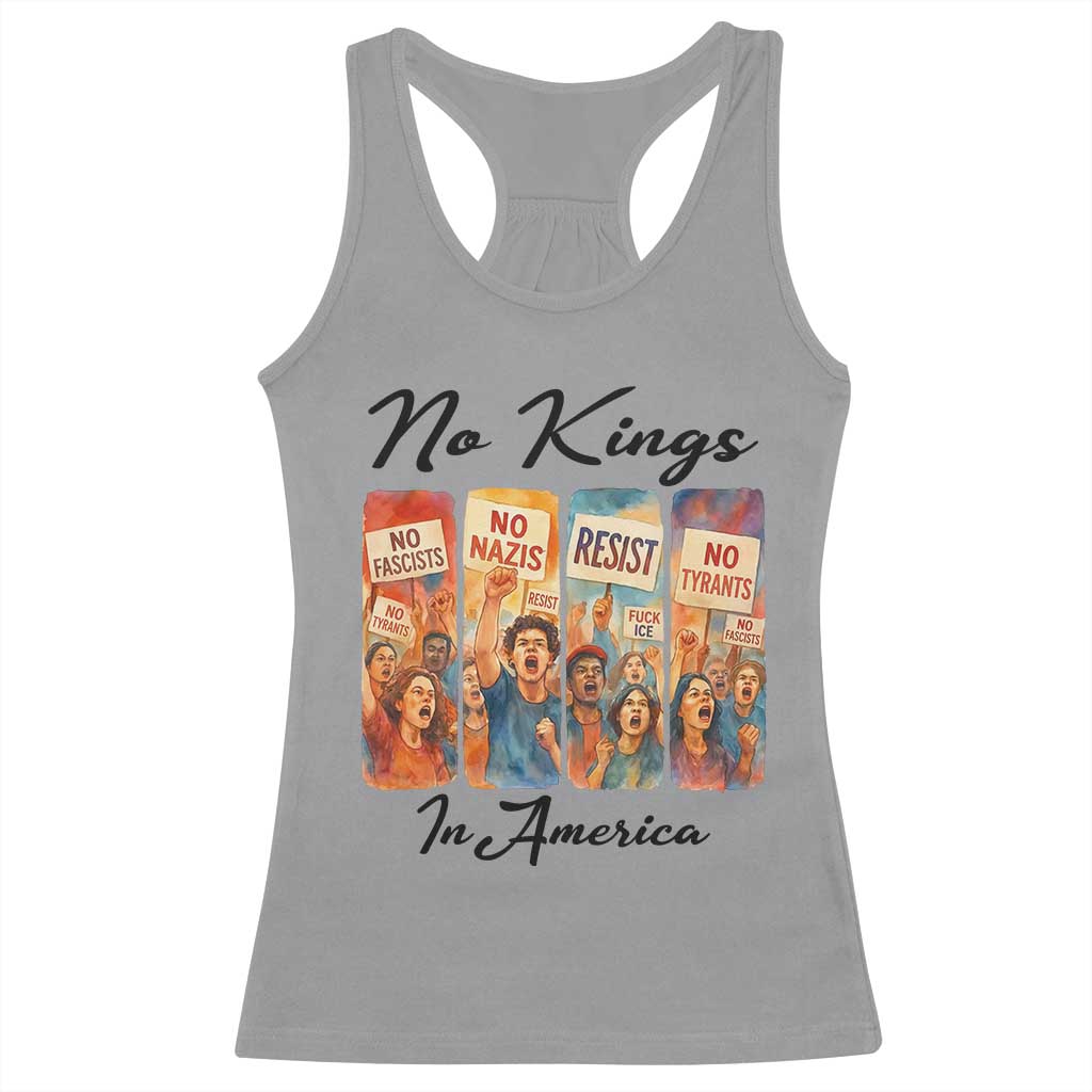 No Kings In America Racerback Tank Top American Anti Authoritarian Protest