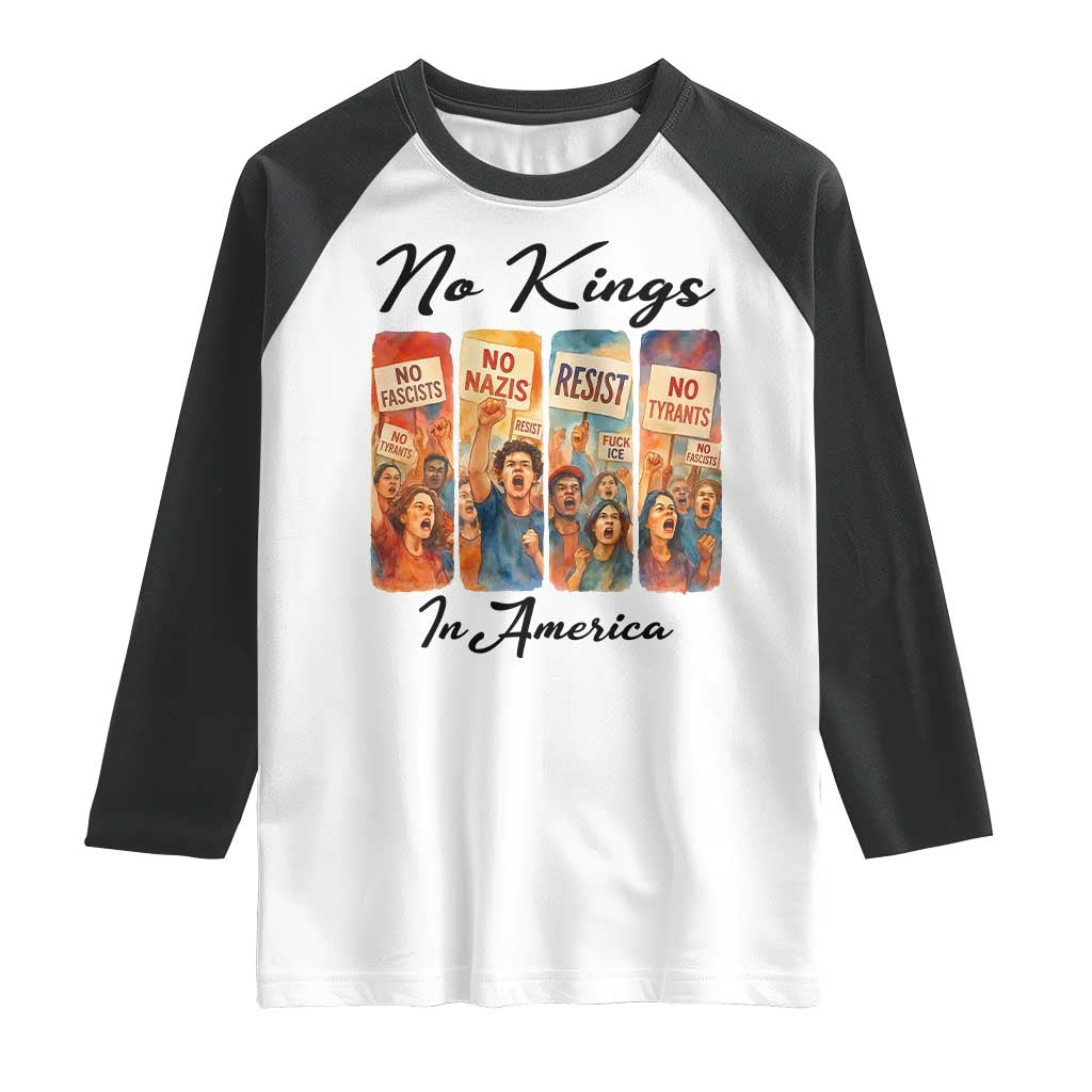No Kings In America Raglan Shirt American Anti Authoritarian Protest