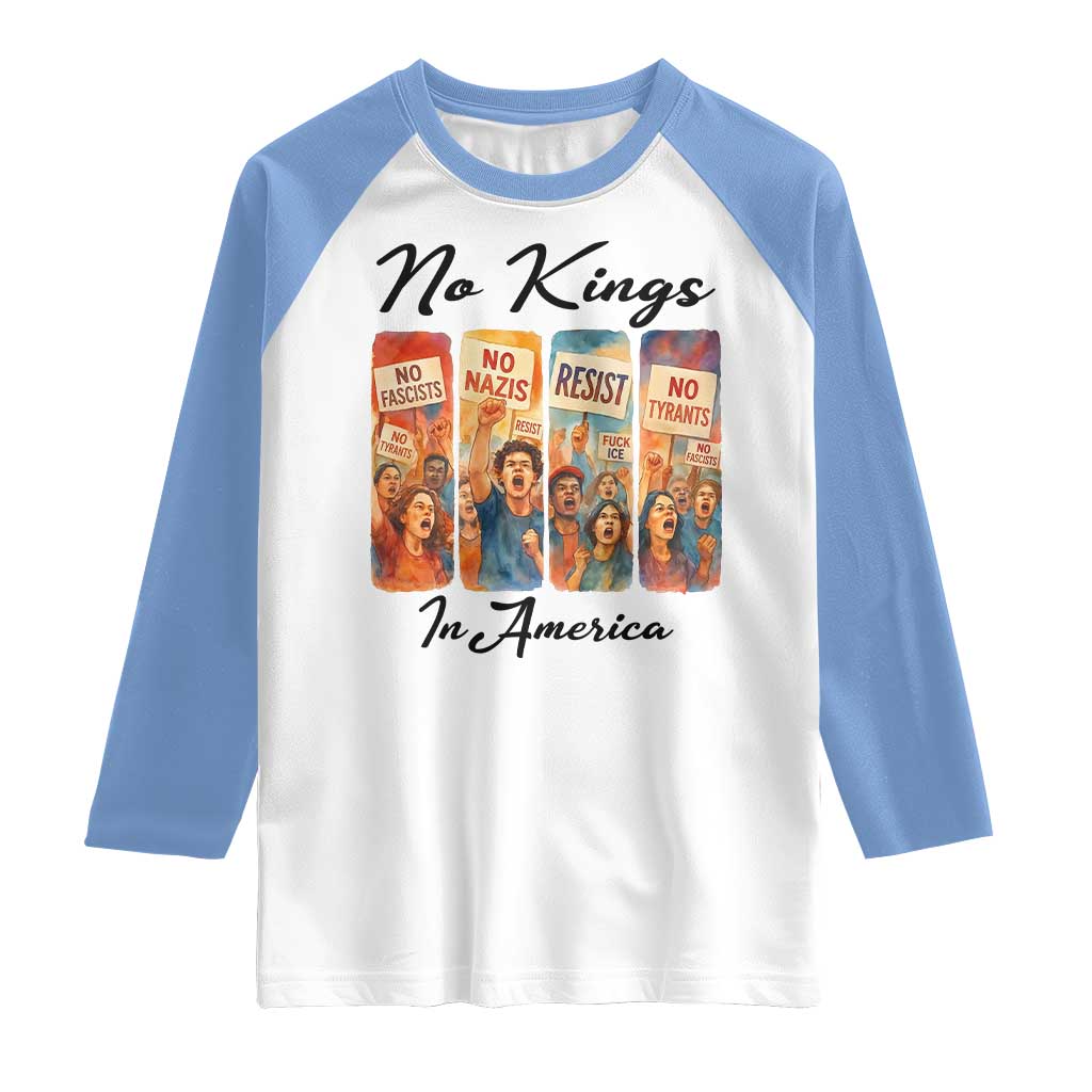 No Kings In America Raglan Shirt American Anti Authoritarian Protest