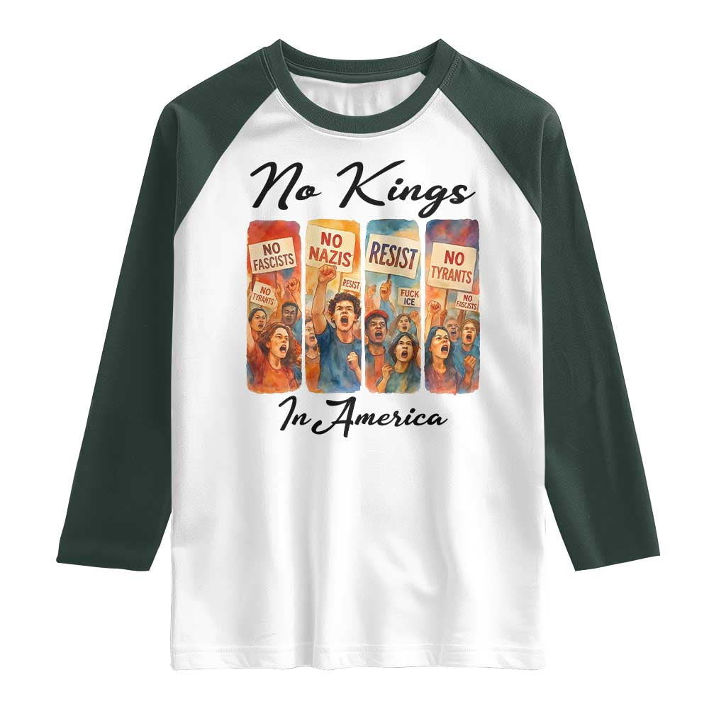 No Kings In America Raglan Shirt American Anti Authoritarian Protest