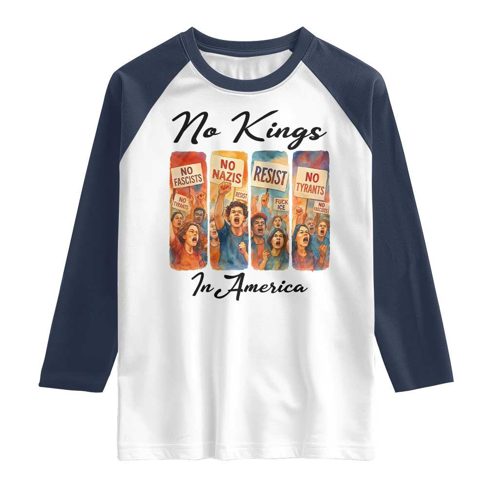 No Kings In America Raglan Shirt American Anti Authoritarian Protest