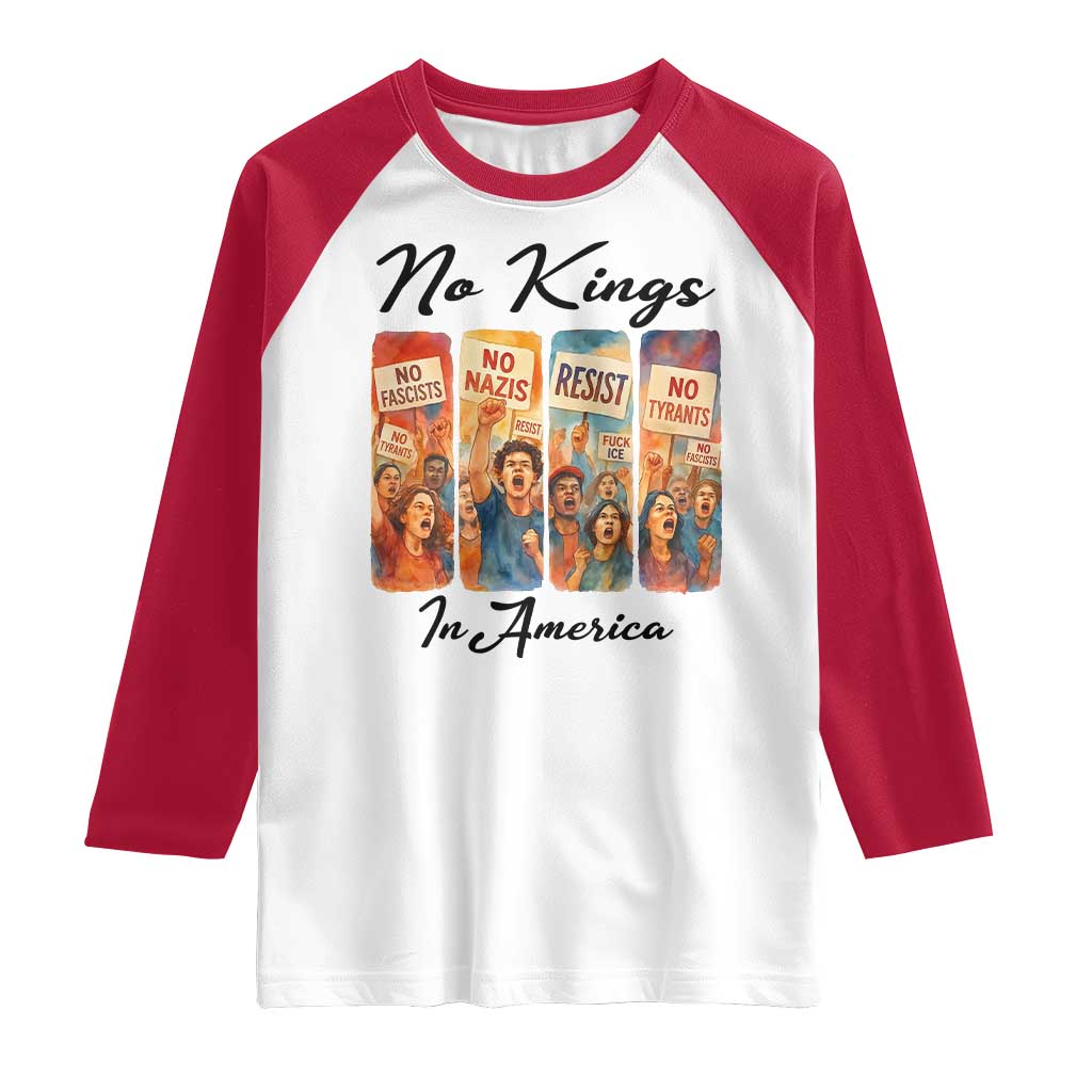 No Kings In America Raglan Shirt American Anti Authoritarian Protest