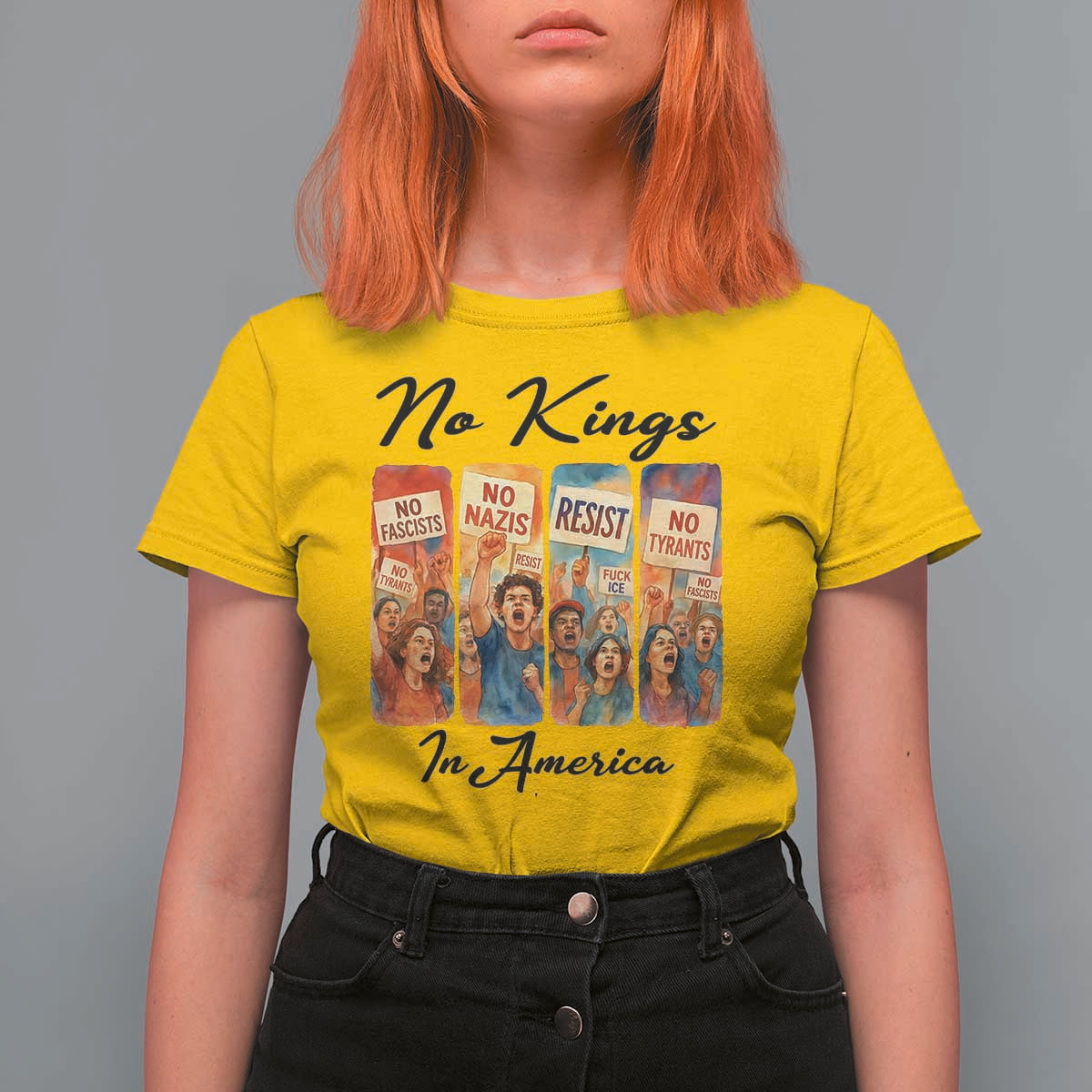 No Kings In America T Shirt For Women American Anti Authoritarian Protest
