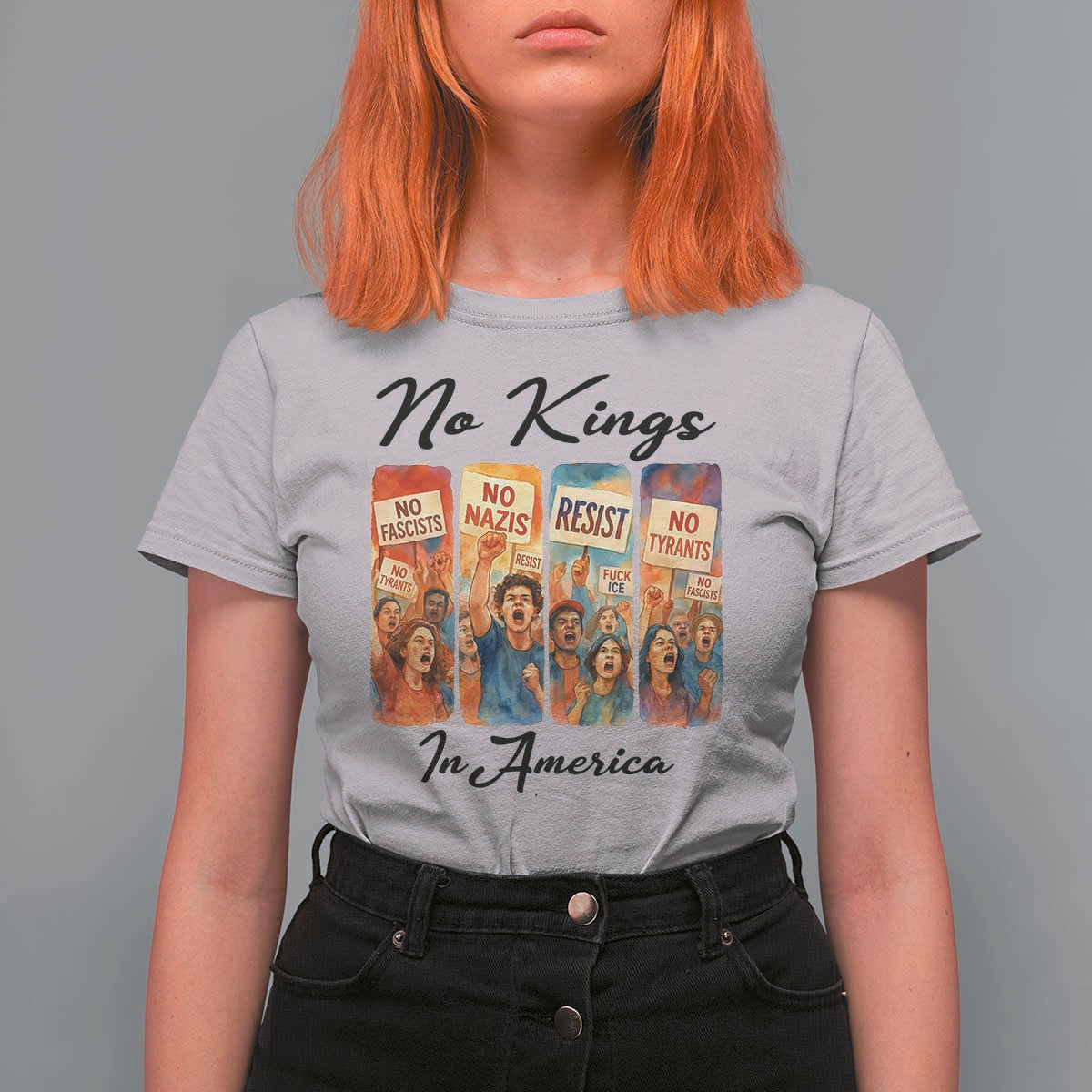 No Kings In America T Shirt For Women American Anti Authoritarian Protest